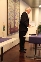 15 v juhlan päätössanat esitti sotilaspoikana palvellut Pertti Tervonen.
Kuva RF